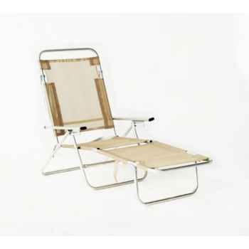 Segura-175 - chaise longue de plage pliable multipositions longueur : 145/185cm hauteur : 100cm couleur beige - lot de 2 Lido by hevea -9941-8430001