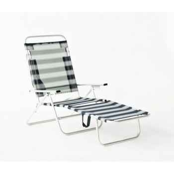 Segura-175 - chaise longue de plage pliable multipositions longueur : 145/185cm hauteur : 100cm couleur raye bleu - lot de 4 Lido by hevea -10023-3663141
