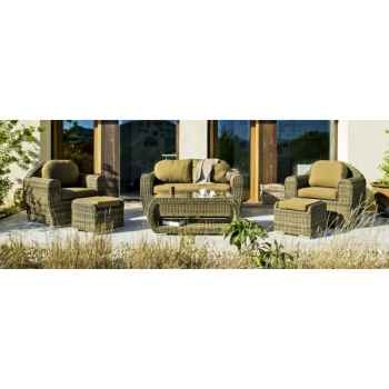 Salon haut de gamme borsalino s9 canapé 2pl + 2 fauteuils + 2 poufs + 1 table basse coussin blanco Nabab -10091-8430095