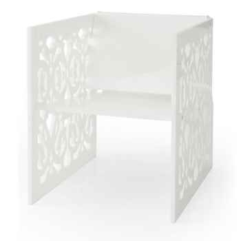 Fauteuil contemporain dentelle blanc Acrila - 0031