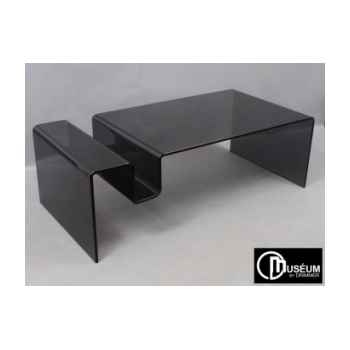 table basse verre gris fumé Edelweiss -C7569