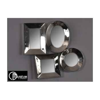 Objet décoration nickel appl murale 4 miroirs Edelweiss -C8913