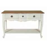 console 1 tiroir blanc patine plateau cire antic line cd326