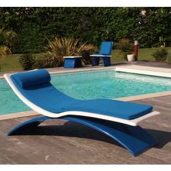 Chaise longue design Vagance blanche matelas bleu foncé Art Mely - AM11