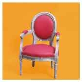 fauteuilouis xvi medaillon cuir framboise louis 21013