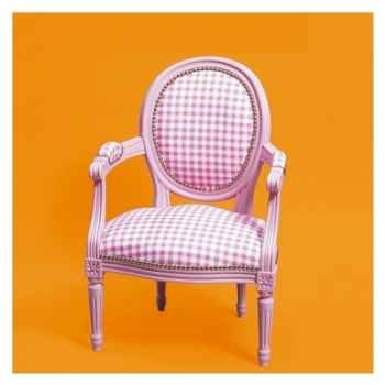 Fauteuil Louis XVI médaillon Vichy Rose Louis 21_016