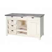 buffet campagne 1 porte 6 tiroirs avec range bouteilles plateau tole zinguee antic line cd246