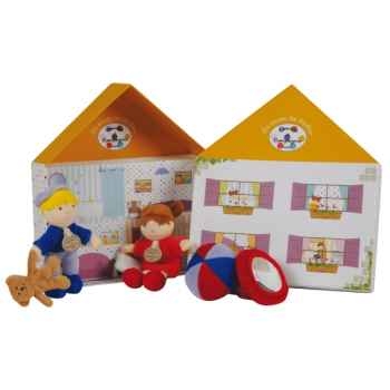 La maison des poupees ( incl. poupée fille, poupée garçon, 2 jouets d\'éveil) Doudou et Compagnie -DC2304