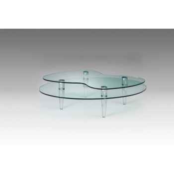 Les invisibles - table basse ovale à pieds coniques en pmma et verre trempé ép.12mm.  MT215