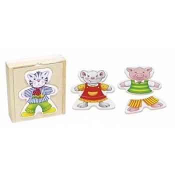 Boîte-puzzle, animaux rigolos à habiller en coffret bois Goki -57833