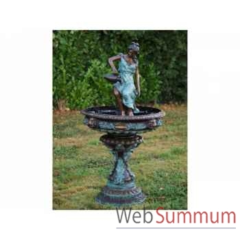 Sculpture femme avec cruchon fontaine en bronze thermobrass -b52290