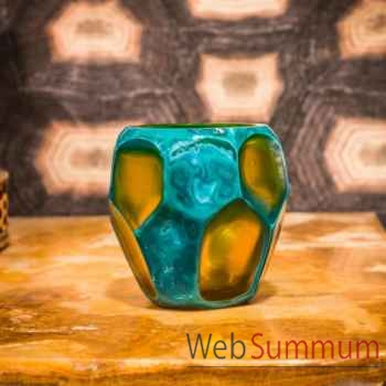 Vase facetté bleu et jaune tpm Objet de Curiosité -VA045