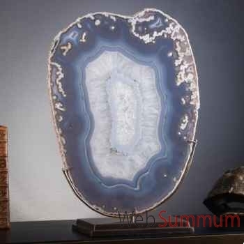 Agate en tranche bleue centre cristal Objet de Curiosité -PUMI809-3