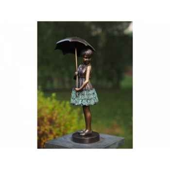 Statue en bronze fille avec parapluie thermobrass -an1279br-v