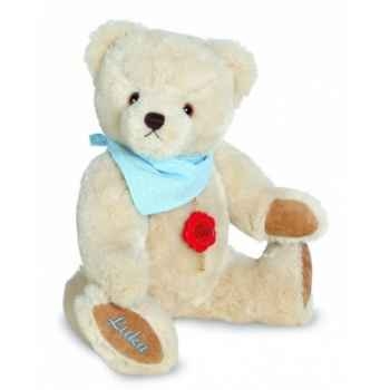 Peluche ours teddy original tissu bleu avec broderie 28 cm Hermann -18204 7