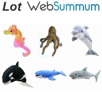 Lot 6 marionnettes à doigts animaux marin pour petit théâtre -LWS-333