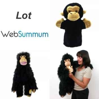 lot 3 marionnettes singe chimpanzé -LWS-356