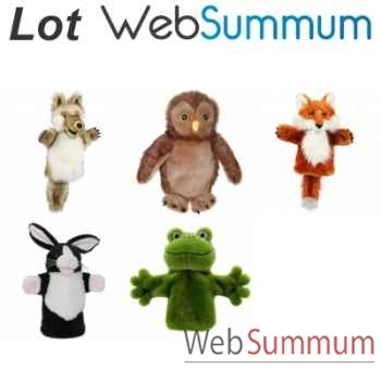 Lot 5 marionnettes à main gant Les animaux des bois -LWS-363
