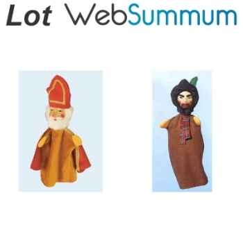 Lot 2 marionnettes Noël à main avec Saint Nicolas et le brigand -LWS-365