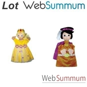 lot duo marionnette tissus à main gant Princesse et Prince avec Histoire -LWS-383