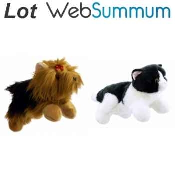 Lot 2 marionnettes à main chat et chien -LWS-402