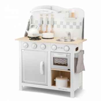 jouet en bois cuisine kitchenette - bon appetit - deluxe - blanc / argent -11061