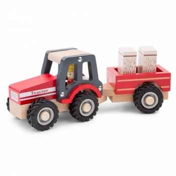 jouet en bois tracteur avec remorque - hay stacks -11943