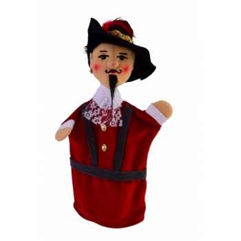 Marionnette à main mousquetaire rouge classic 30 cm tête en tissus Kersa -14074