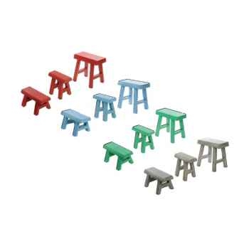 Tabouret bois set de 3 couleur verte Hindigo -JE25GREE