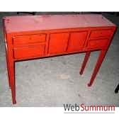 console coiffeuse 2 portes et 4 tiroirs rouge style chine c0425r