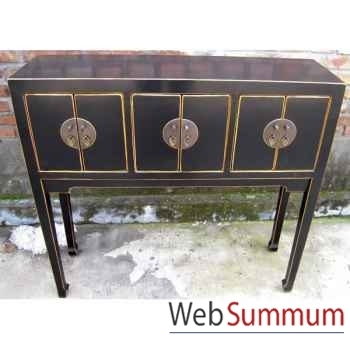 Console 6 portes noire style Chine -C0955N