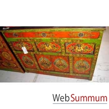 Buffet tibetain 4 portes et 3 tiroirs style Chine -C0640