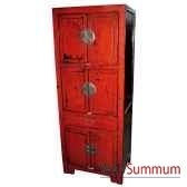 armoire 6 portes et 1 tiroir rouge laque style chine chn229r