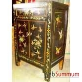 armoirette 2 portes et 1 tiroir papillon noire style chine c0933n