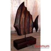 decoration poisson bois patine artisanat indonesien 32287