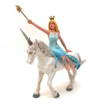 Figurine la fée bleue sur la licorne blanche-61374
