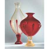 vase en verre formia couleur rouge et or v14100