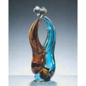 couple d amoureux en verre formia bicolore aqua bleu et transparent v03049z