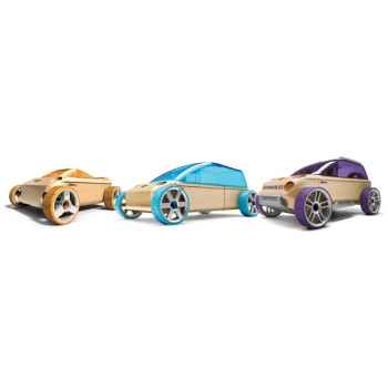 Voiture en bois Automoblox minis 3 pack (orange-violet-bleu) -53102