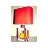 mini lampe petite barque rouge jaune abat jour rectangle rouge 78