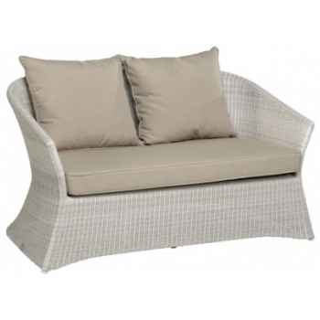 Canapé 2 places Zenith résine Crème avec coussin tissus beige KOK 852/2W