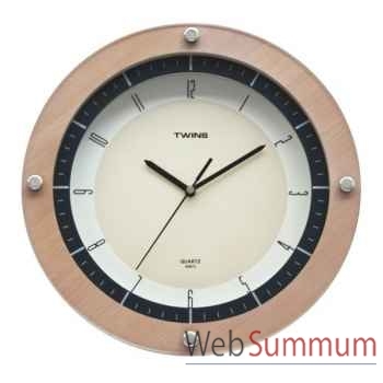 Twins pendule ronde bois/bleu 406159