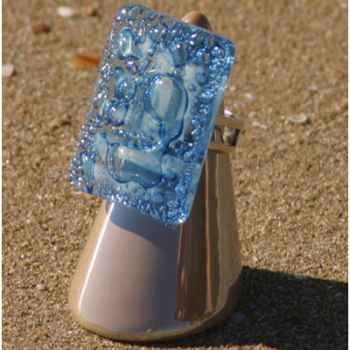 Bijouxenverre-Bague avec anneau ajustable en plaqué argent 20 microns-08BRE