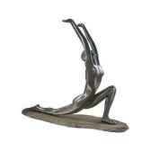 sculpture yoga worship pose on rock aluminium bs1509alu