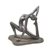 sculpture yoga concentration pose on rock aluminium bs1510alu