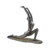 sculpture yoga worship pose on rock bronze nouveau bs1509nb