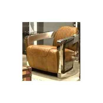 Fauteuil mars en couir couleur cognac avec cutures et finitions en acier brillant h 700 x 750 x 840 Arteinmotion POL-MAR0059