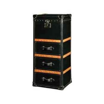 Malle winchester en cuir noir avec 3 tiroirs h 1230 x 520 x 420 Arteinmotion BAU-W IN0014