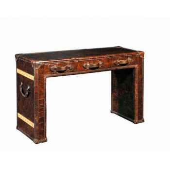 Table dressing en cuir couleur cigare avec finition en croco h 760 x 1200 x 440 Arteinmotion TAV-DRE0002