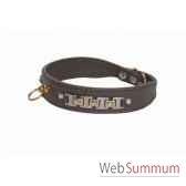 collier terrier cuir facon agneau 26mm l43 cm bracelet strass dore sellerie canine vendeenne 32125